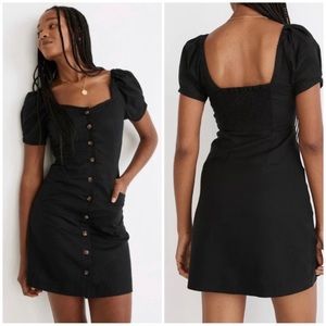 Madewell Linen Cotton Puff Sleeve Mini Dress